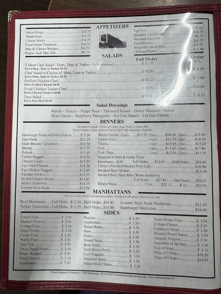 Covered Bridge Restaurant Menu - Image 1